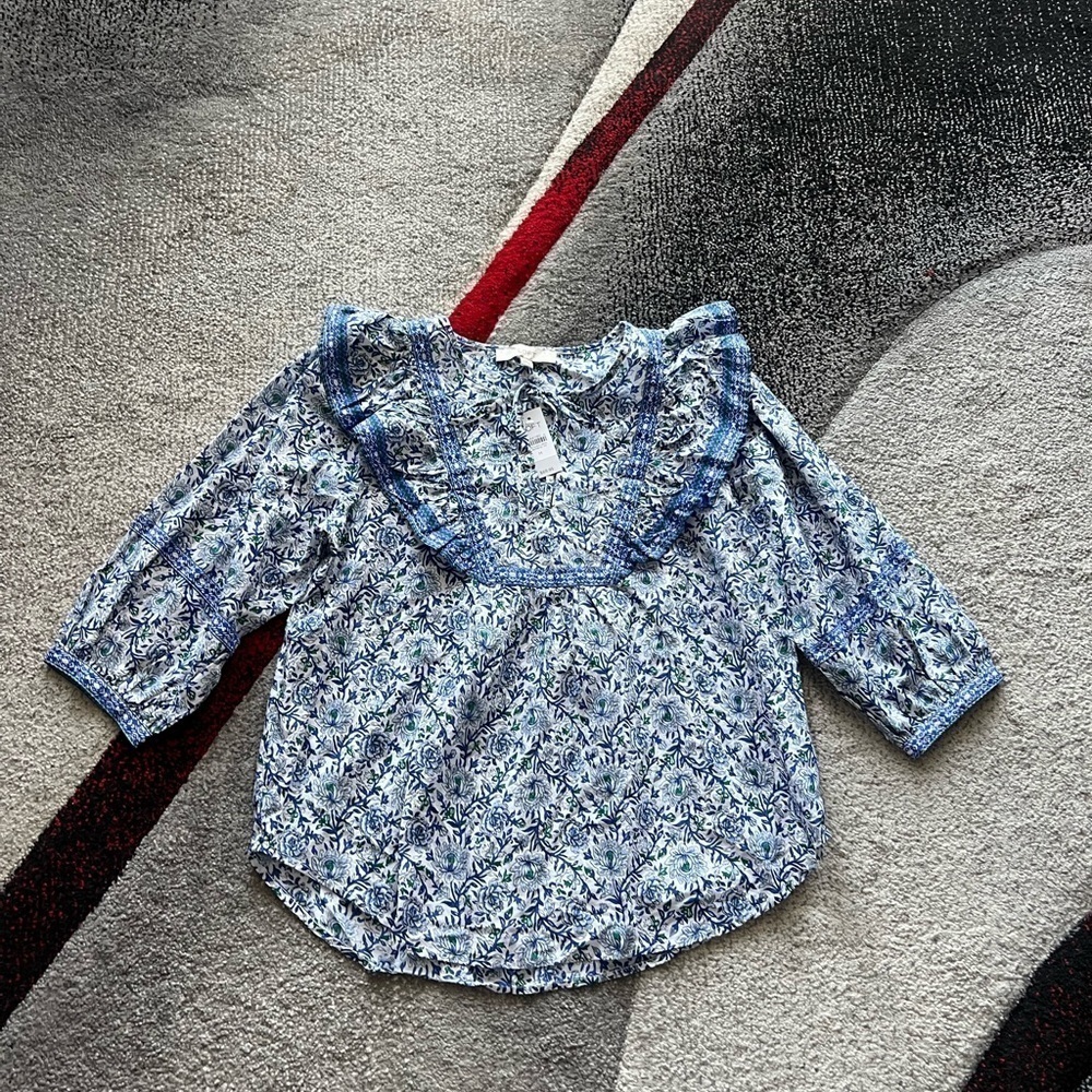 LOFT Blue Floral Shirt Top